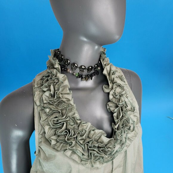 Ruffled Poets Tunic Top Pirate Gray Costume Masquerade Size 6 Von Lancelot Mardi - Picture 5 of 11